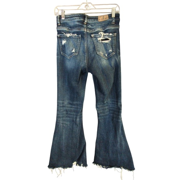 BKE Parker Jeans Womens 24x29 Blue Super Flare High‎ Rise Raw Hem Distressed - Picture 9 of 9